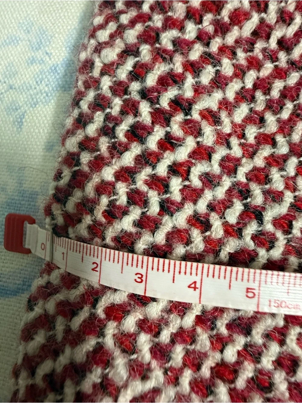 CHANEL Burgundy and Cream Tweed Pencil Skirt